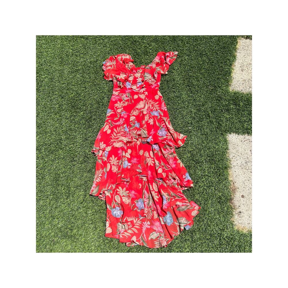 WAYF Chelsea tiered ruffle maxi dress with a floral tropical print size small
